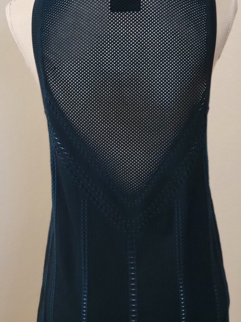 Athleta Oxygen Long Tank Top XL Dark Teal Two-Tone Mesh Seamless Workout Gym - Picture 7 of 10